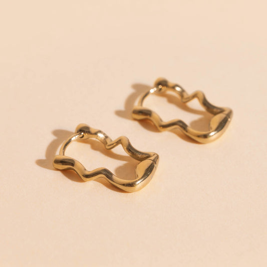 Squiggly Rounded Huggie Hoop Earrings