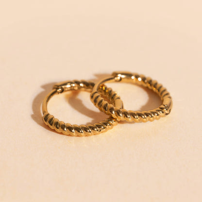 Rope Rounded Huggie Hoop Earrings