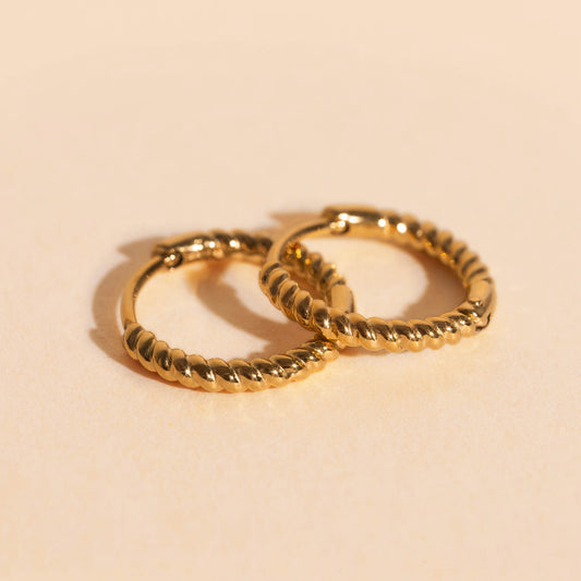 Rope Rounded Huggie Hoop Earrings