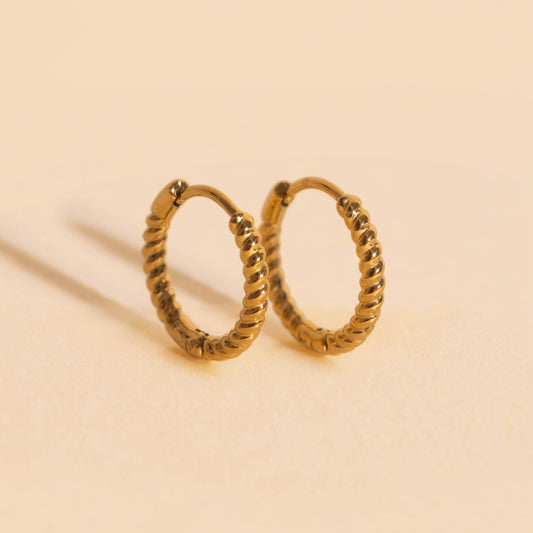 Rope Rounded Huggie Hoop Earrings