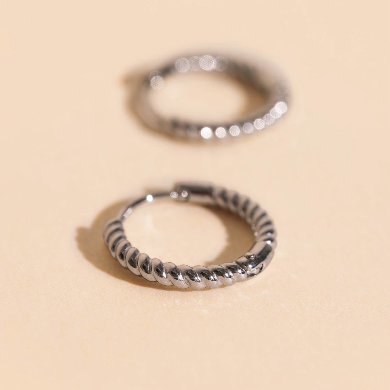 Rope Rounded Huggie Hoop Earrings