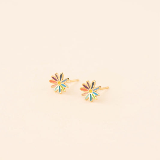 Rainbow Daisy Stud Earrings