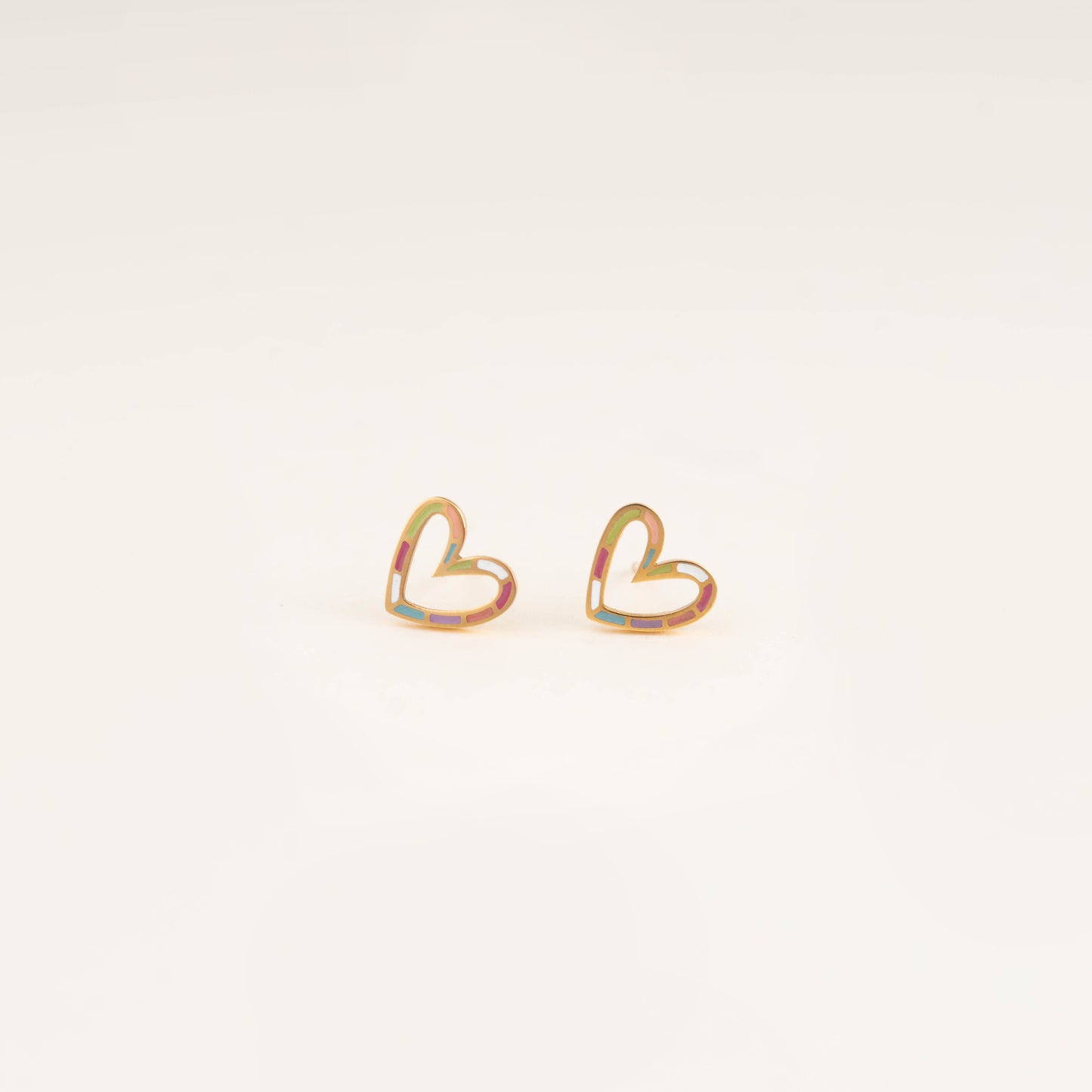 Rainbow Heart Stud Earrings