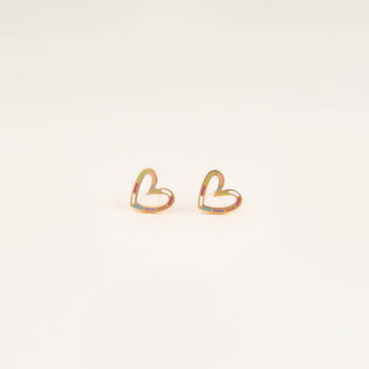 Rainbow Heart Stud Earrings