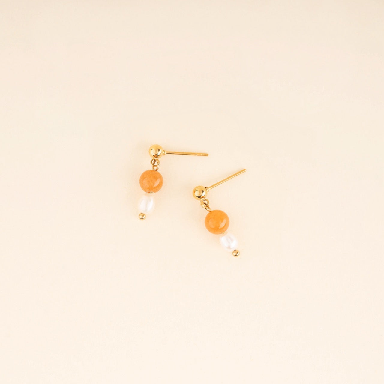 Orange Bead Dangle Earrings