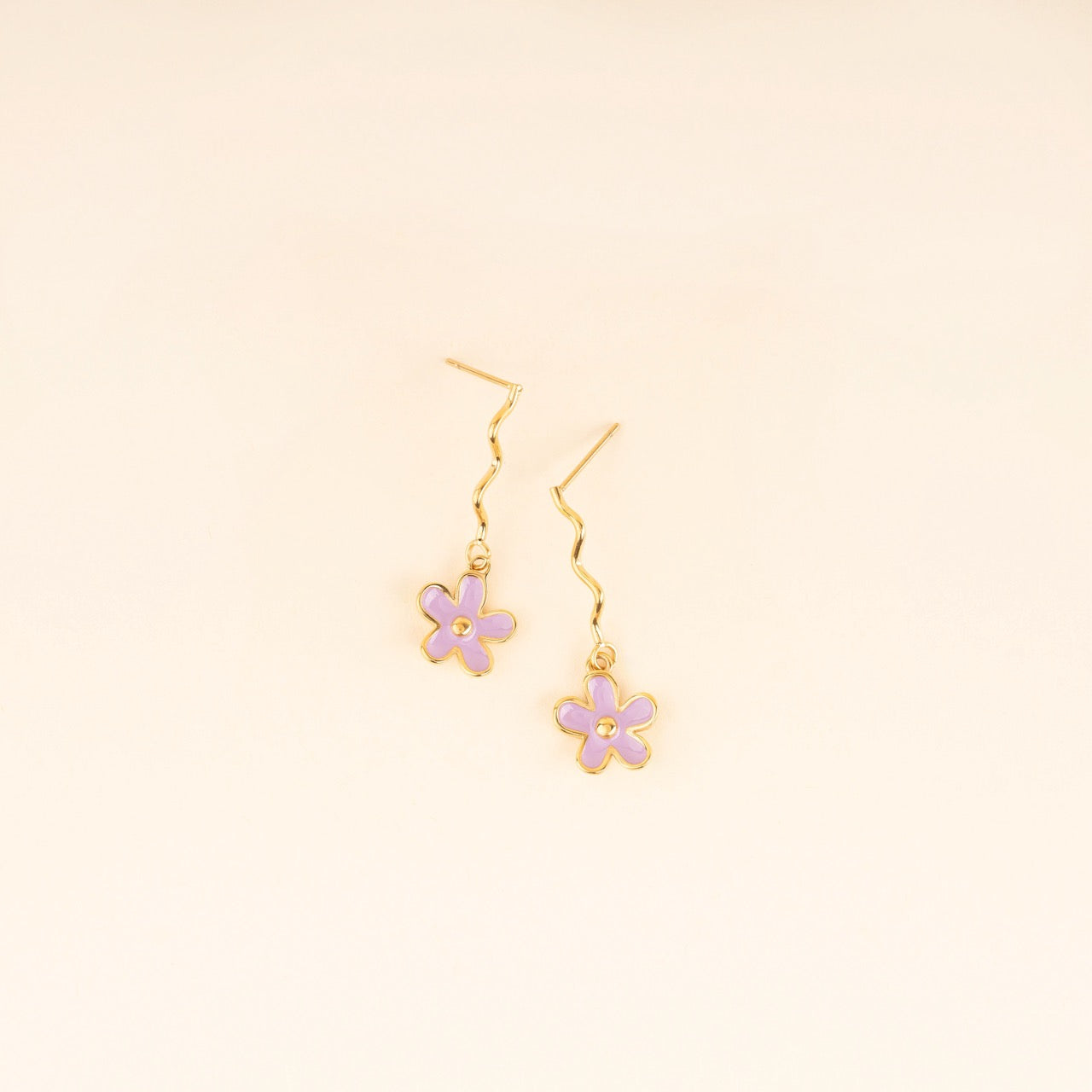 Purple Flower Dangle Earrings