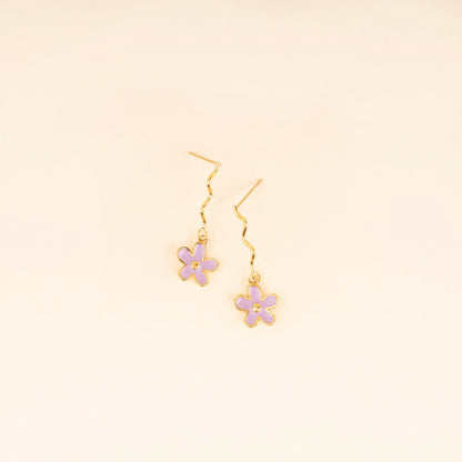 Purple Flower Dangle Earrings