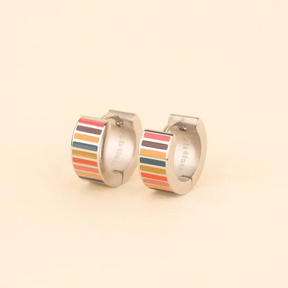 Striped Super Chunky Huggie Hoop Earrings