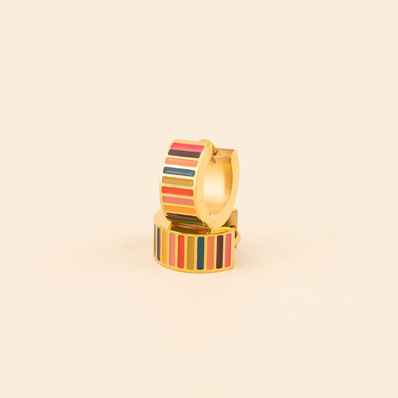 Striped Super Chunky Huggie Hoop Earrings