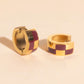 Checkered Rounded Super Chunky Huggie Hoop Earrings