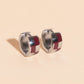 Checkered Rounded Super Chunky Huggie Hoop Earrings