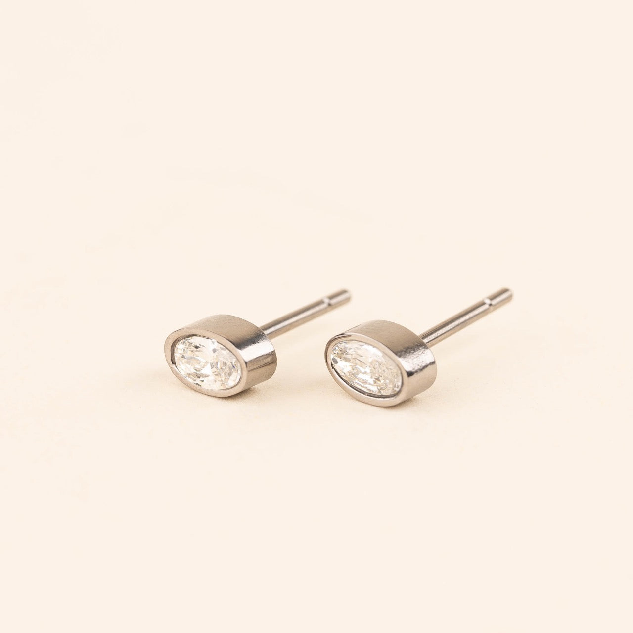 Oval Crystal Stud Earrings