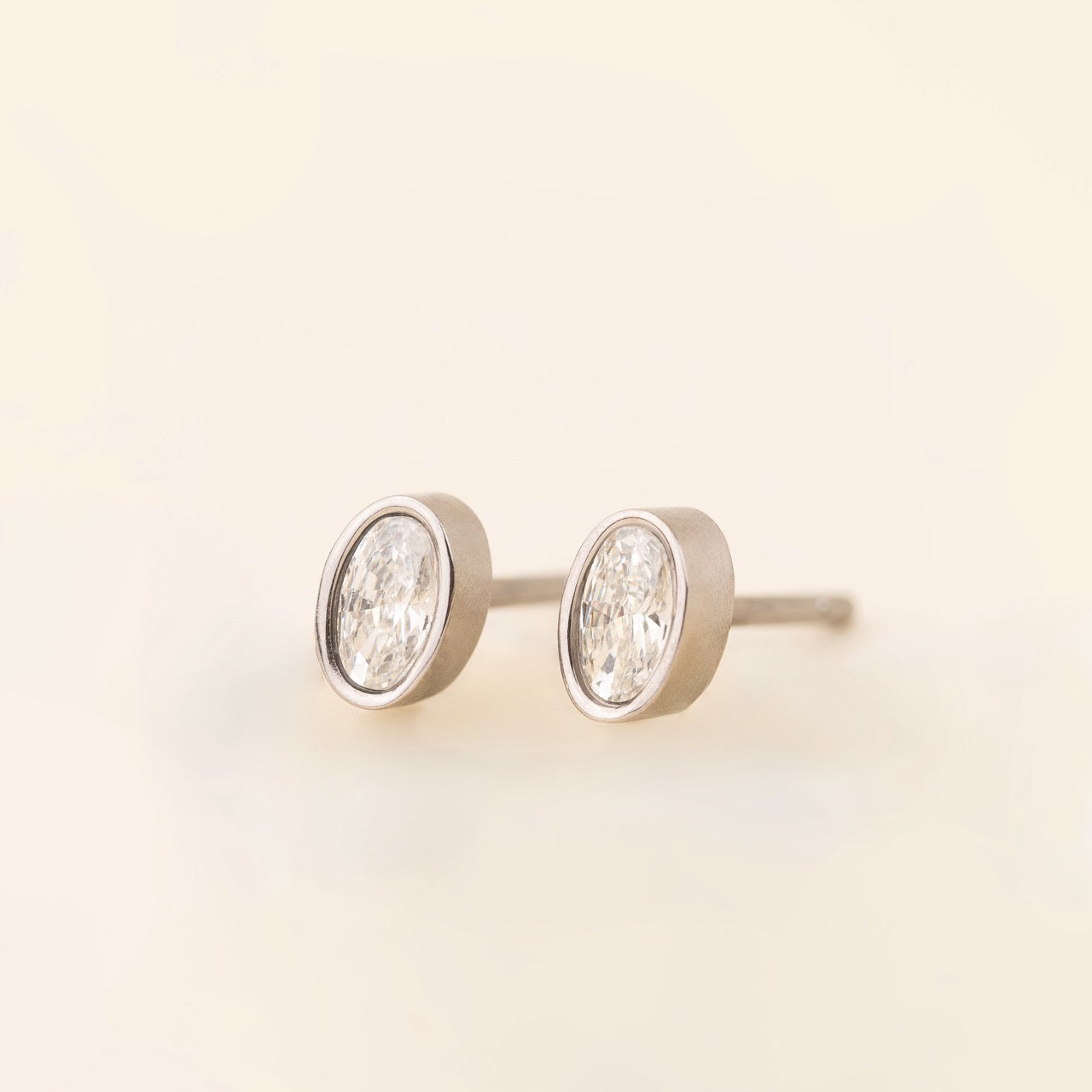 Oval Crystal Stud Earrings