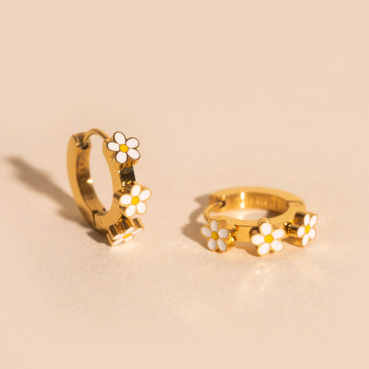 Daisy 3D Huggie Hoop Earrings