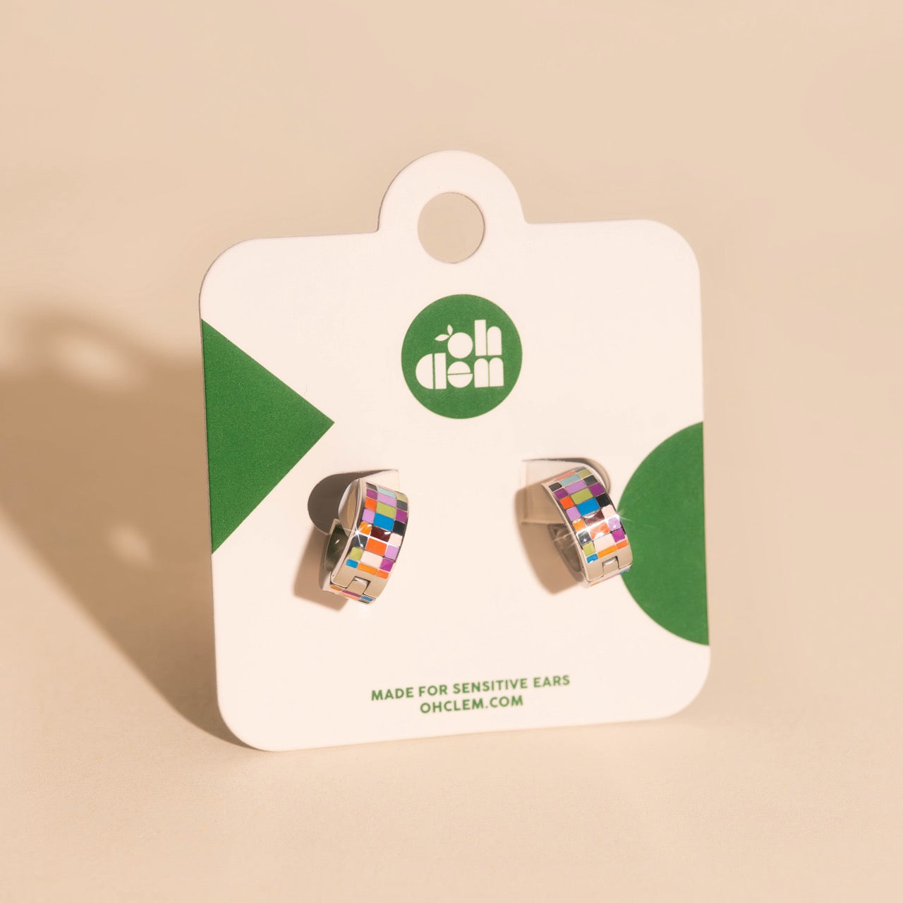 Checkered Super Chunky Huggie Hoop Earrings