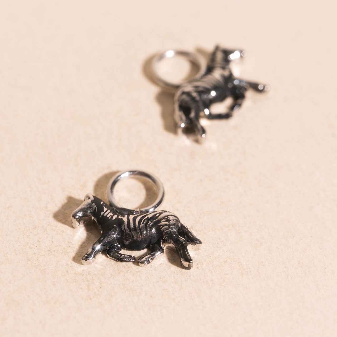 Zebra Huggie Hoop Charms