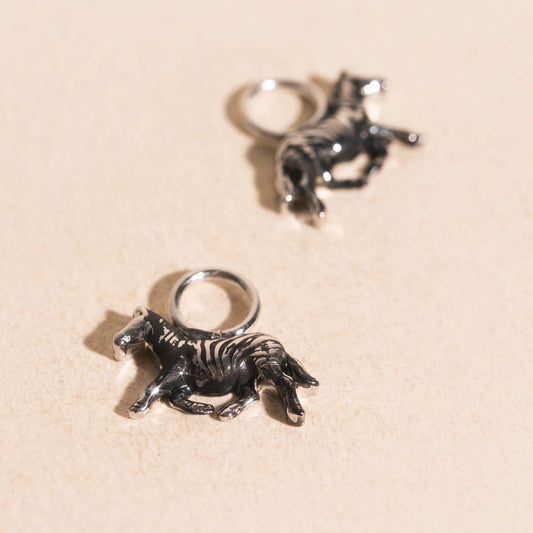 Zebra Huggie Hoop Charms