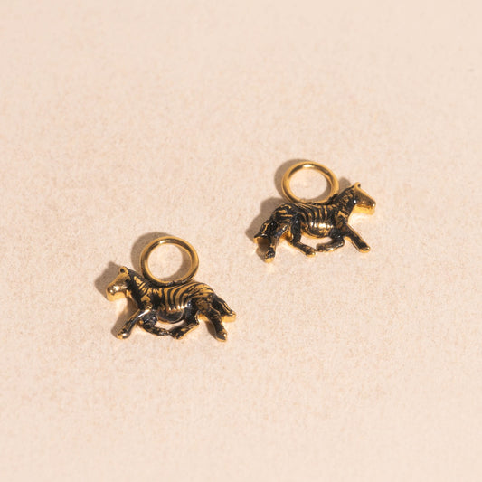 Zebra Huggie Hoop Charms