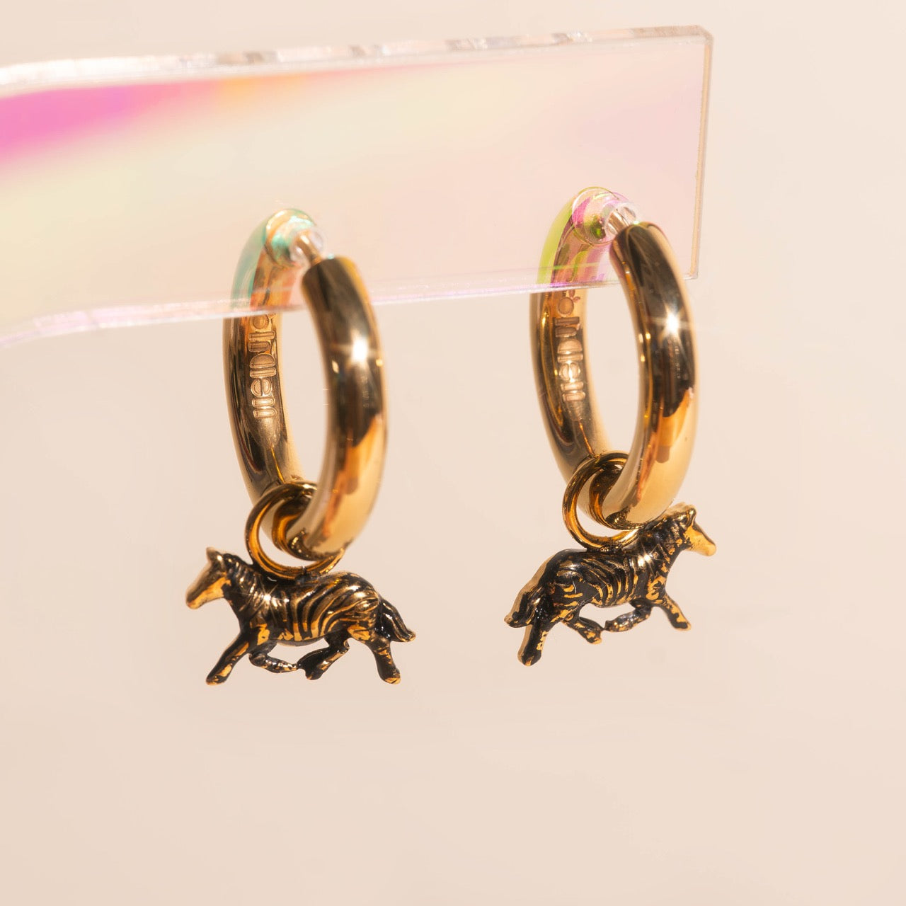 Zebra Huggie Hoop Charms