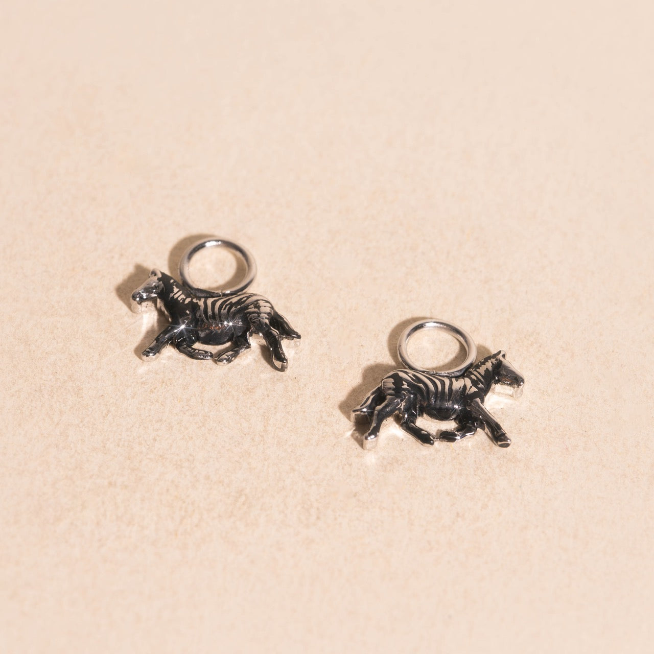 Zebra Huggie Hoop Charms
