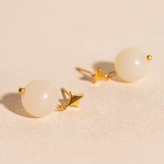 Star Stone Drop Stud Earrings