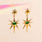 Emerald Star Drop Stud Earrings