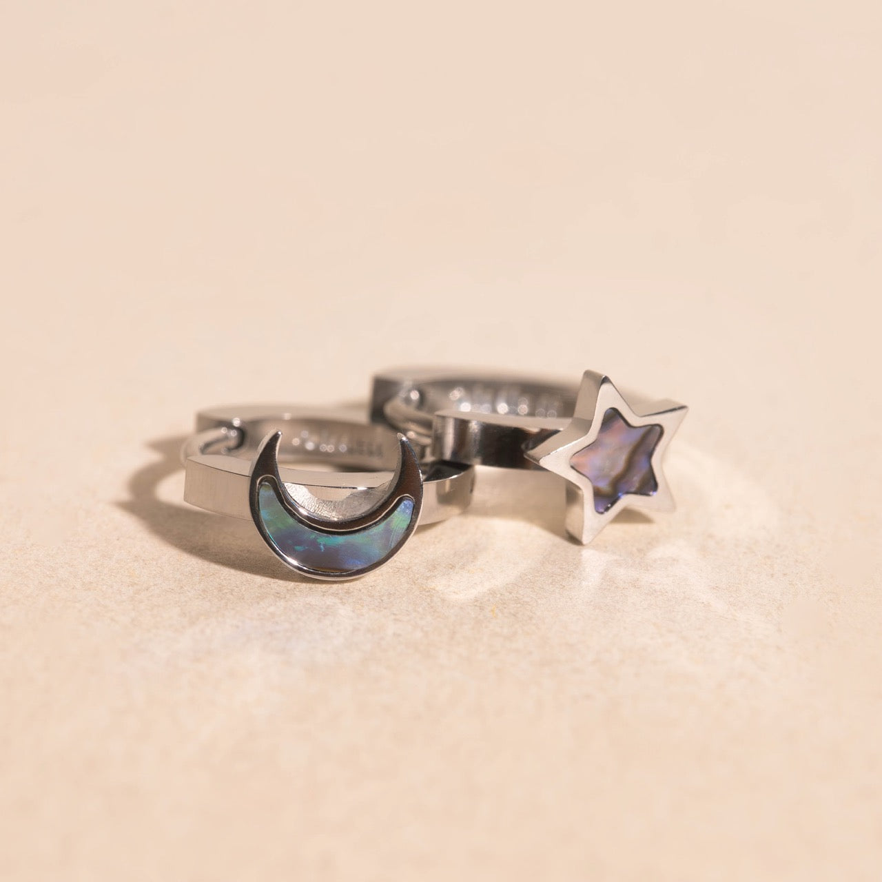 Star Moon 3D Huggie Hoop Earrings