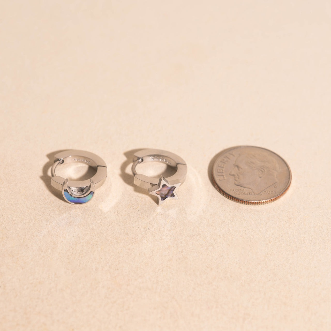 Star Moon 3D Huggie Hoop Earrings