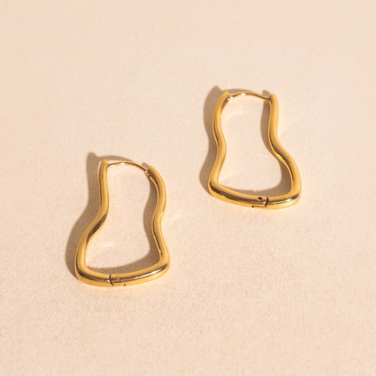 Cosmic Wave Rounded Huggie Hoop Earrings