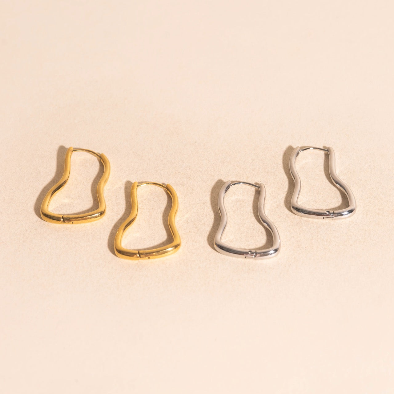 Cosmic Wave Rounded Huggie Hoop Earrings