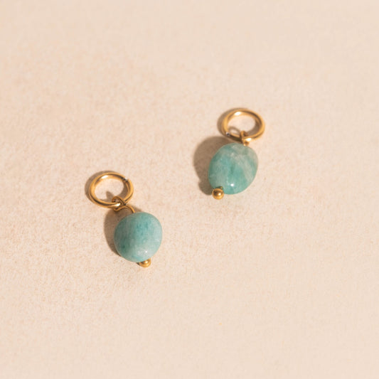 Blue Space Rock Huggie Hoop Charms