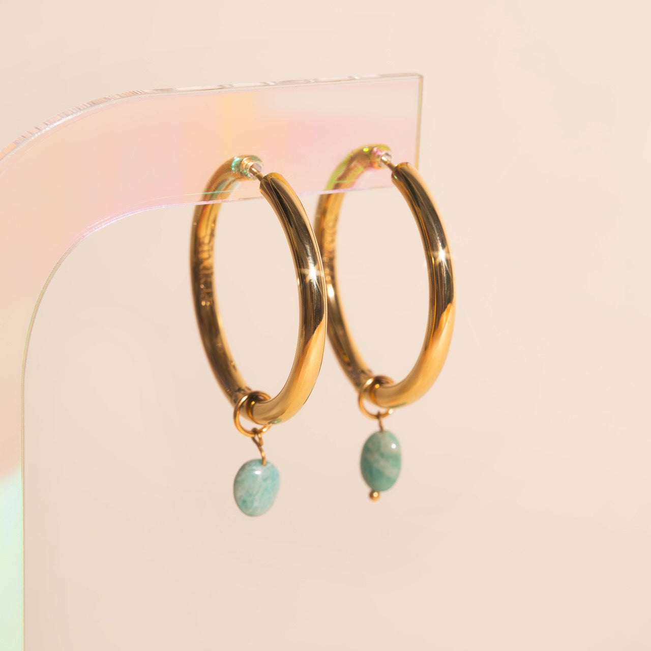 Blue Space Rock Huggie Hoop Charms
