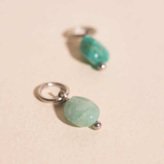 Blue Space Rock Huggie Hoop Charms
