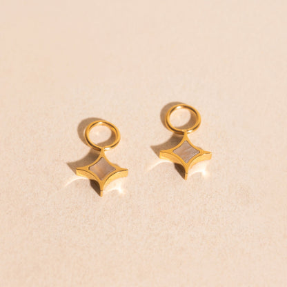 Moonstone Star Chunky Huggie Hoop Charms
