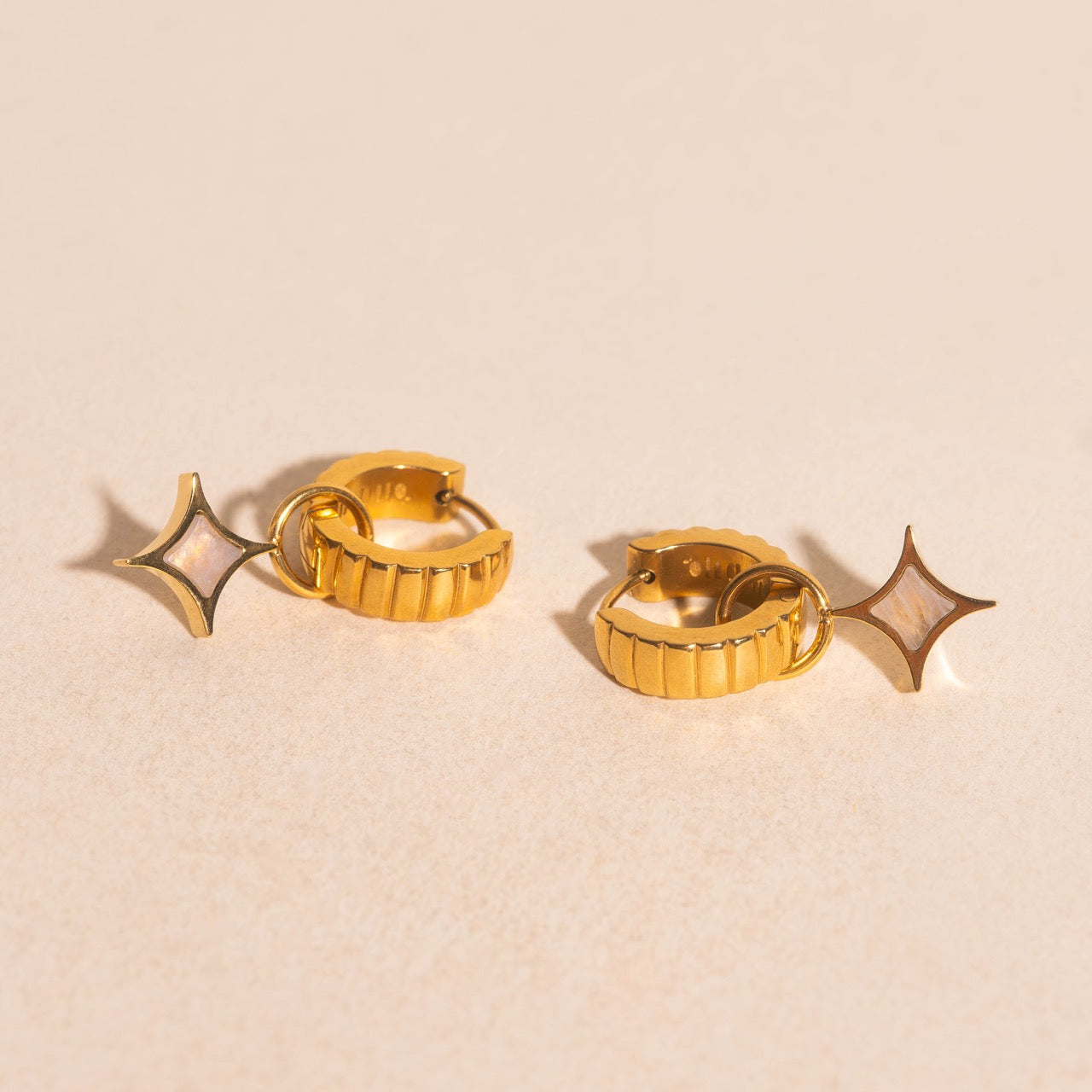Moonstone Star Chunky Huggie Hoop Charms