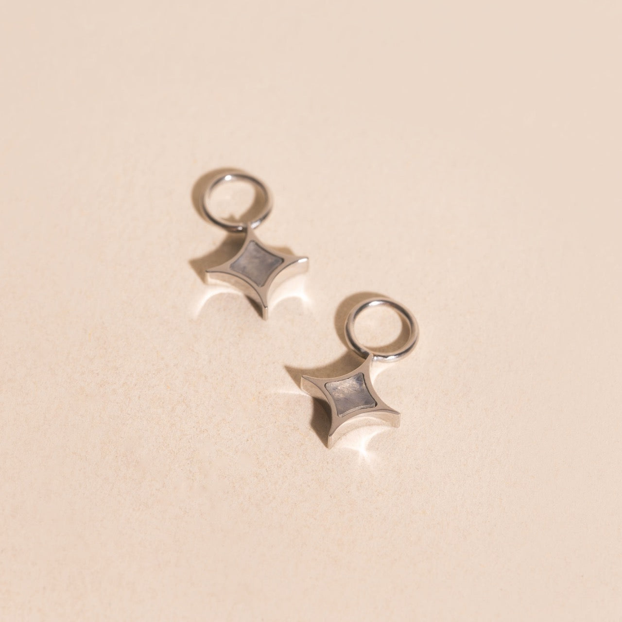 Moonstone Star Chunky Huggie Hoop Charms
