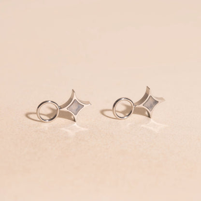 Moonstone Star Chunky Huggie Hoop Charms