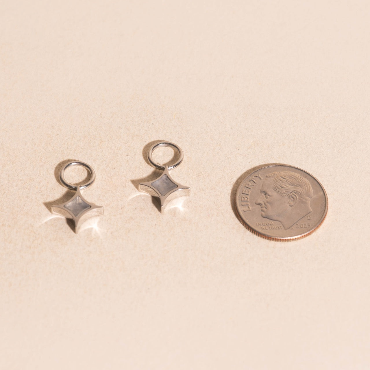 Moonstone Star Chunky Huggie Hoop Charms