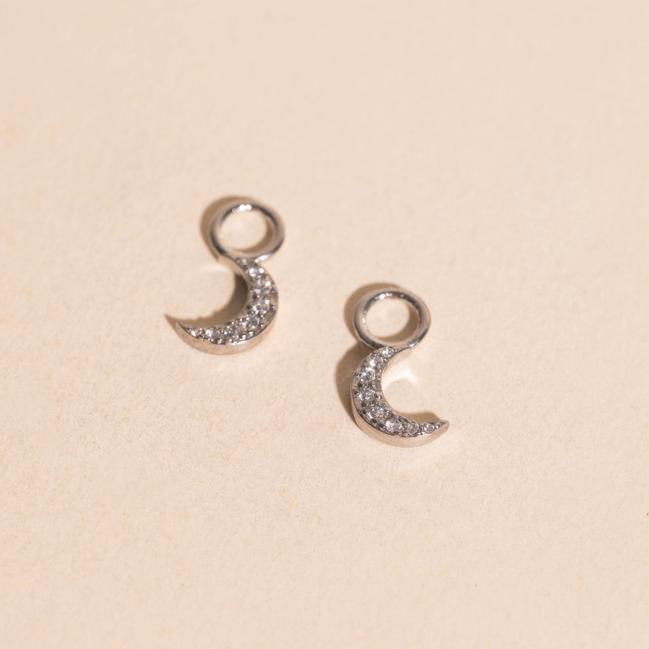 Crystal Moon Huggie Hoop Charms