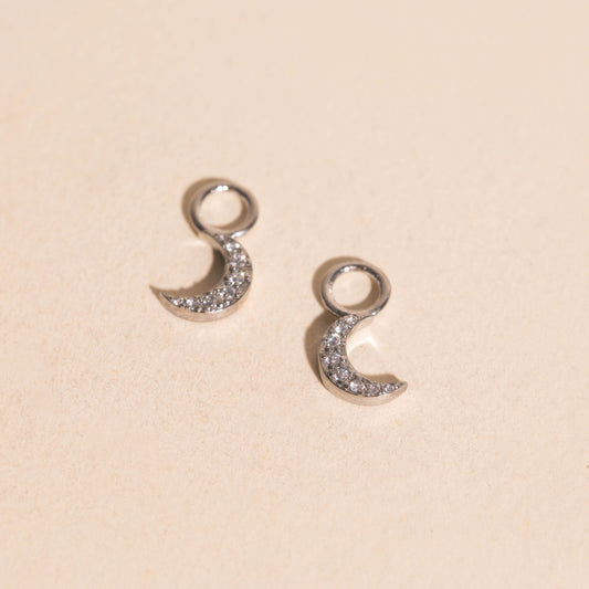 Crystal Moon Huggie Hoop Charms