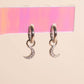 Crystal Moon Huggie Hoop Charms
