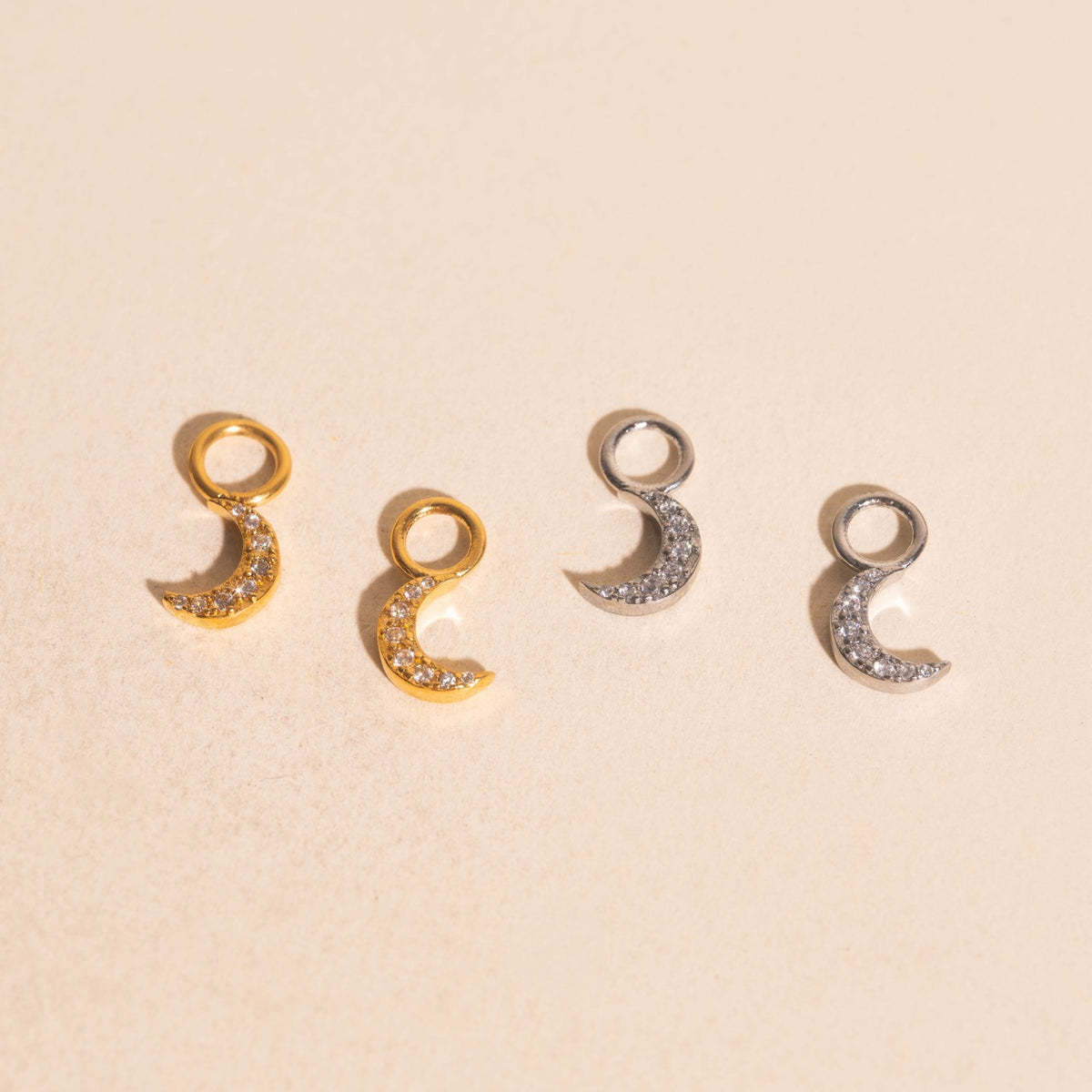 Crystal Moon Huggie Hoop Charms