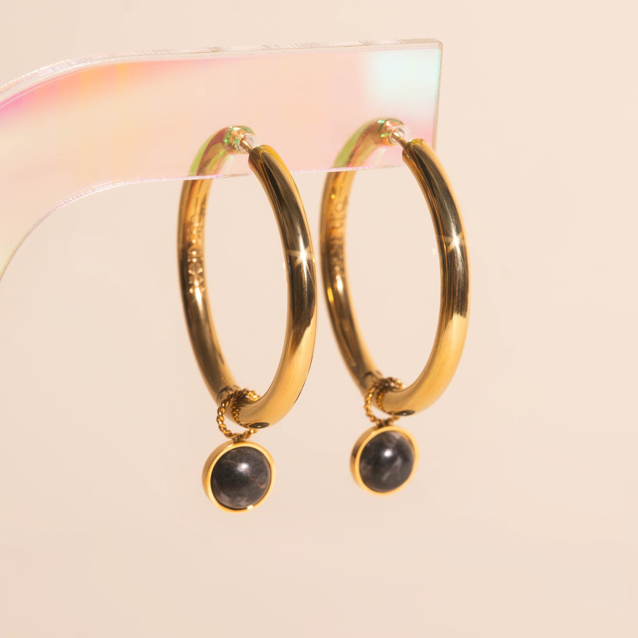 Moon Rock Huggie Hoop Charms