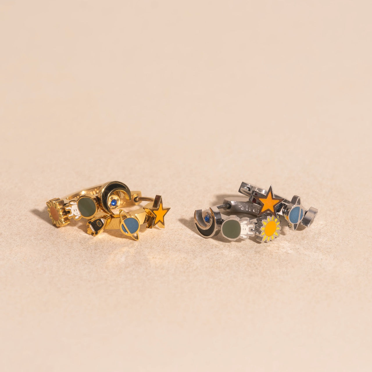 Space 3D Huggie Hoop Earrings