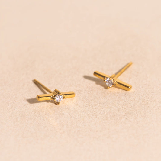 Crystal Bar Stud Earrings