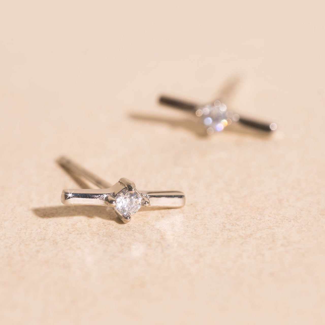 Crystal Bar Stud Earrings