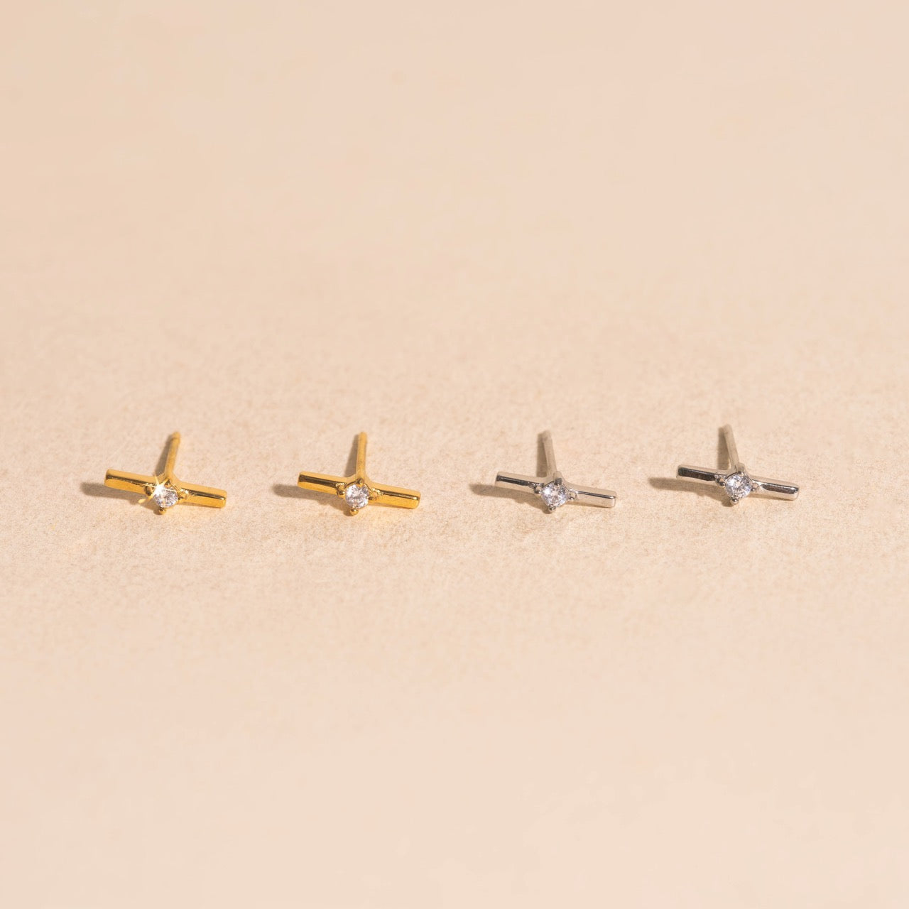 Crystal Bar Stud Earrings
