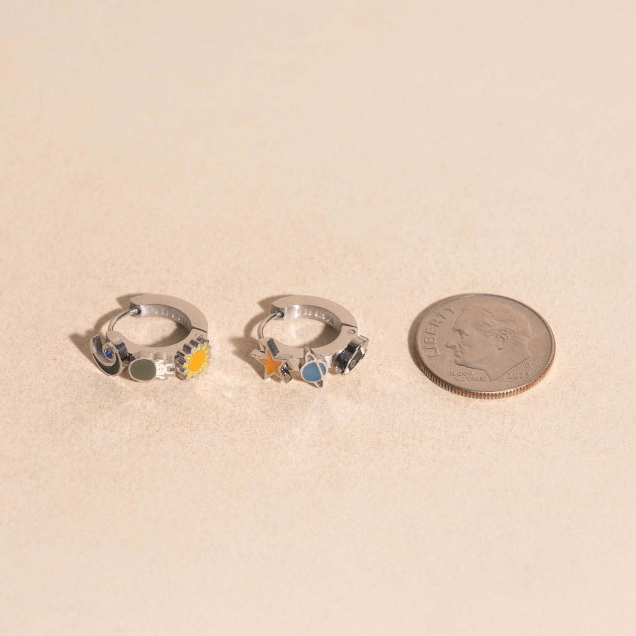 Space 3D Huggie Hoop Earrings