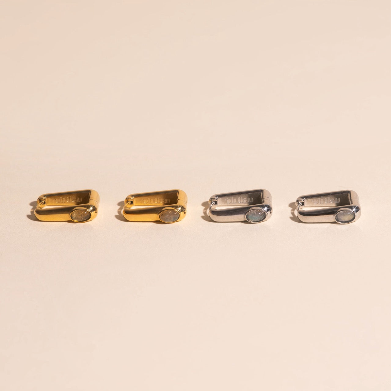 Planetary Rectangle Huggie Hoop Earrings