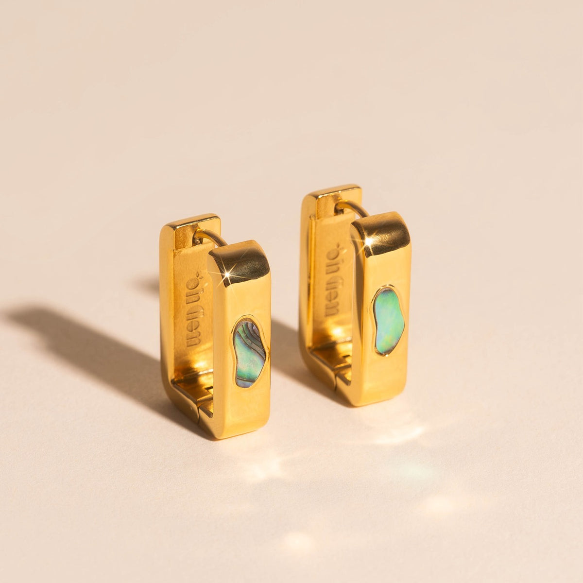 Black Mother of Pearl Huggie Hoop Earrings